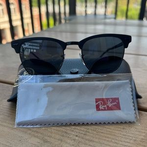 Ray-Ban RB3716 Sunglasses CLUBMASTER METAL Black EUC RayBans Ray-Bans